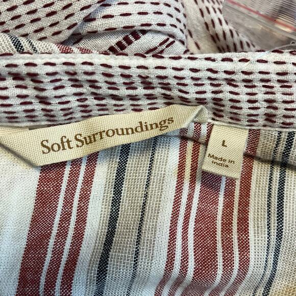 Soft Surroundings NWT Women's Linen Blend Striped Beaded Jeweled Tunic Top Large - Picture 6 of 8